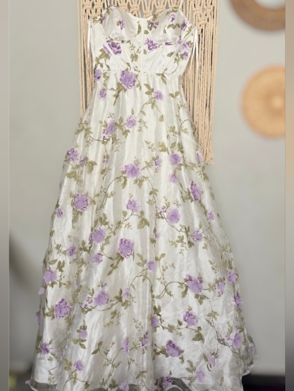 Say Yes 3D Floral Printed Maxi Dress with Lavender Roses